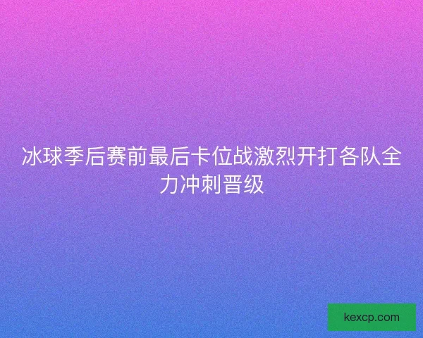 冰球季后赛前最后卡位战激烈开打各队全力冲刺晋级 冰球季后赛前最后卡位战激烈开打各队全力冲刺晋级